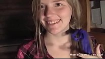 Hairy amateur cutie masturbating before sucking a hard dick